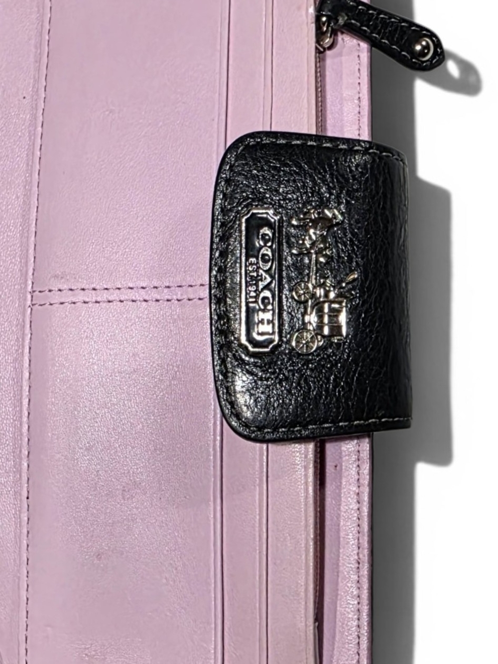 Coach Black Signature Continental Wallet with Logo Plaque, Preowned/Pre Loved - Picture 6 of 16